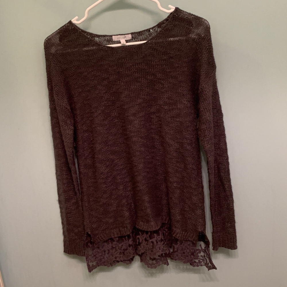 Grey Lace Sweater Size Medium